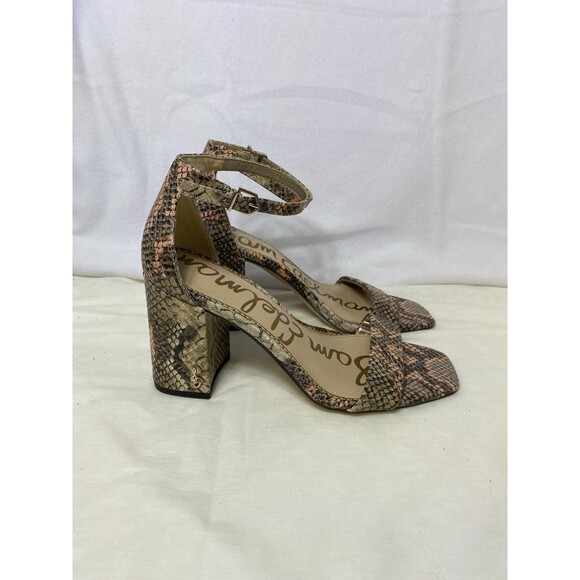 Sam Edelman Daniella Block Heel Sandal in Snakeskin Size 6 Wide - Picture 2 of 8